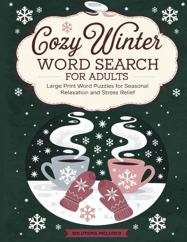 Cozy Winter Word Search for Adults, by Wordsby Davis. Front cover.